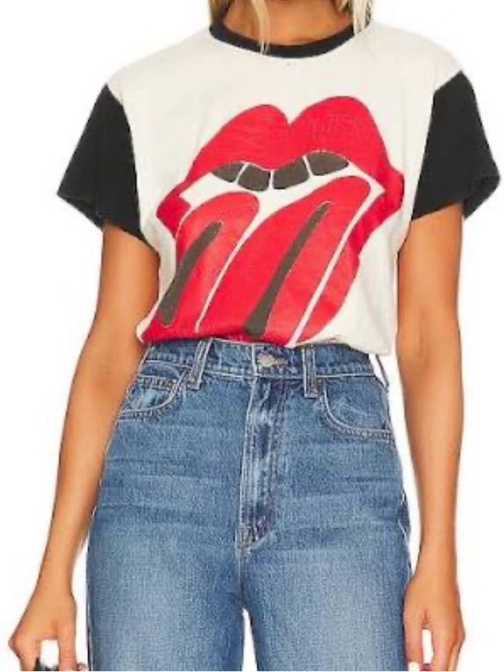 MadeWorn White Tee with Black Sleeves and Red Graphic